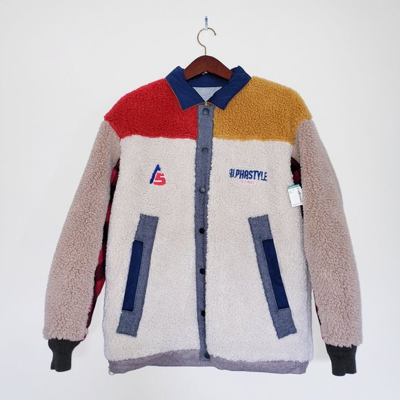 AlphaStyle Global Reversible Unisex Sherpa Coat - Picture 2 of 16